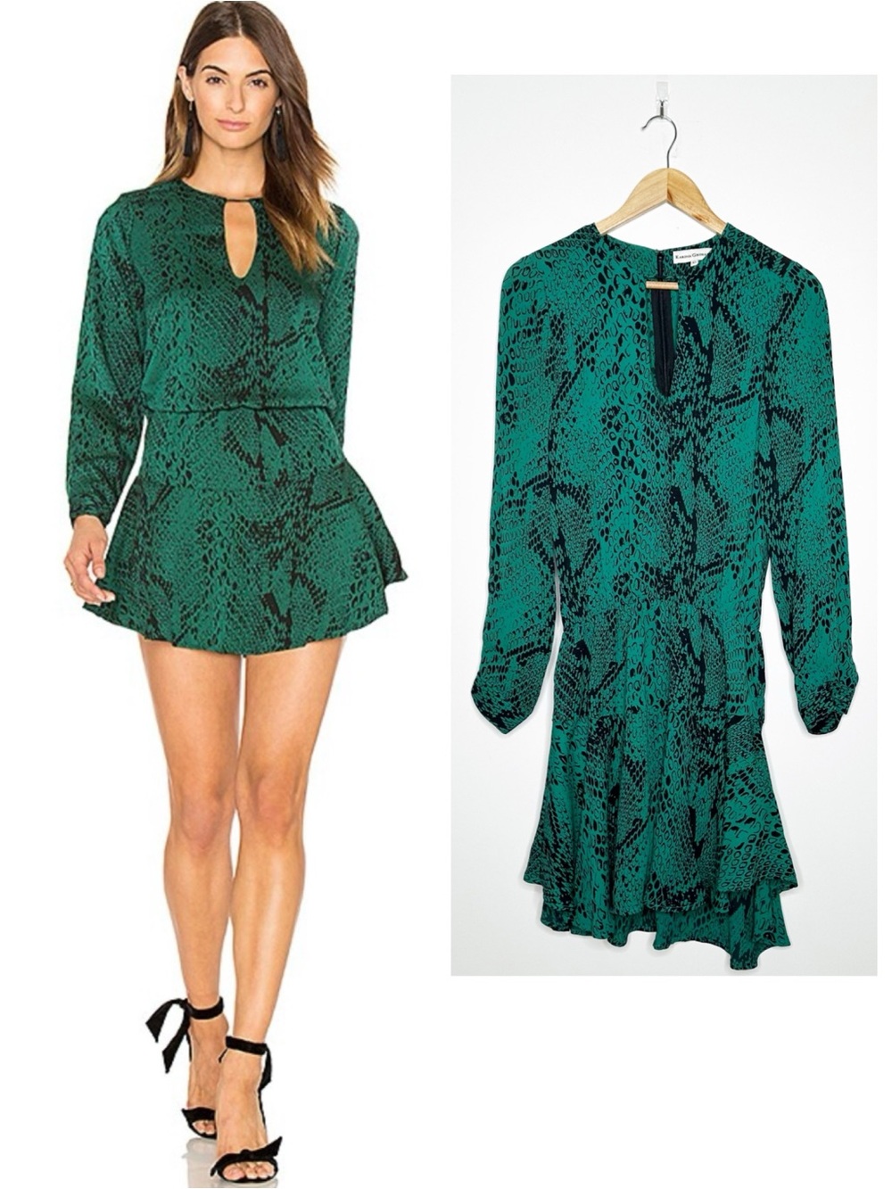 Karina Grimaldi Verde Snake Print Jackie Mini Dress Size XS